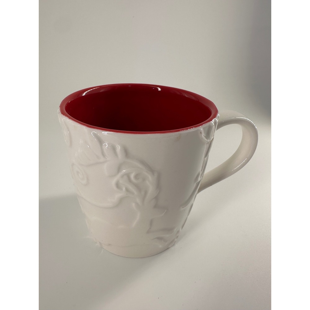 Starbucks 2009 Holiday Reindeer Mug White Red New Bone China 12oz Coffee Cup